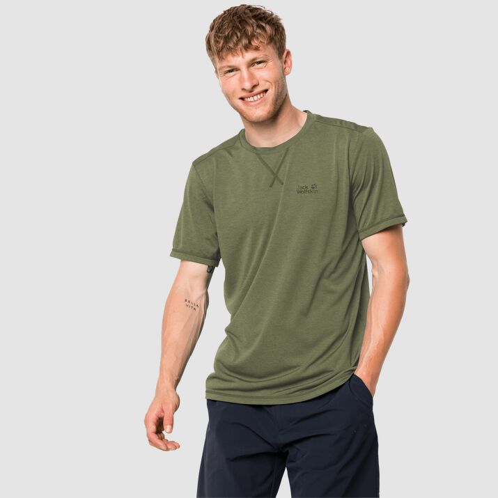 T-shirt Jack Wolfskin Crosstrail Hombre Verde Oliva Mexico-2375194